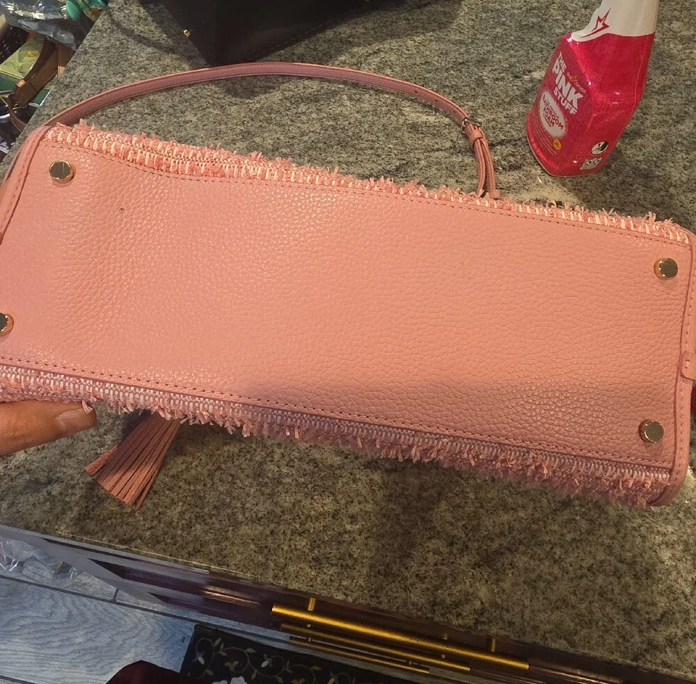 kate spade Pink Tweed Satchel with Tassel Charm